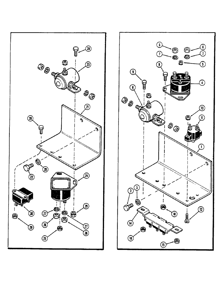 Схема запчастей Case IH 2670 - (100) - ELECTRICAL EQUIP. MOUNTING, SOLENOID, STARTER SWITCH & CIRCUIT BREAKER, TRAC. S/N 8827741 AND AFTER (04) - ELECTRICAL SYSTEMS