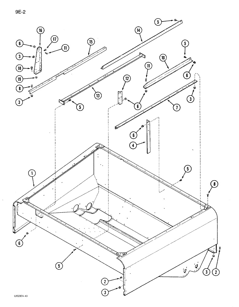 Схема запчастей Case IH 1680 - (9E-02) - GRAIN TANK AND UPPER SUPPORTS (17) - GRAIN TANK & UNLOADER