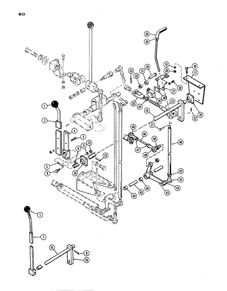 Схема запчастей Case IH 1200 - (060) - FORWARD AND REVERSE SHIFT LINKAGE, USED PRIOR TO TRACTOR SERIAL NUMBER 9801866 (06) - POWER TRAIN