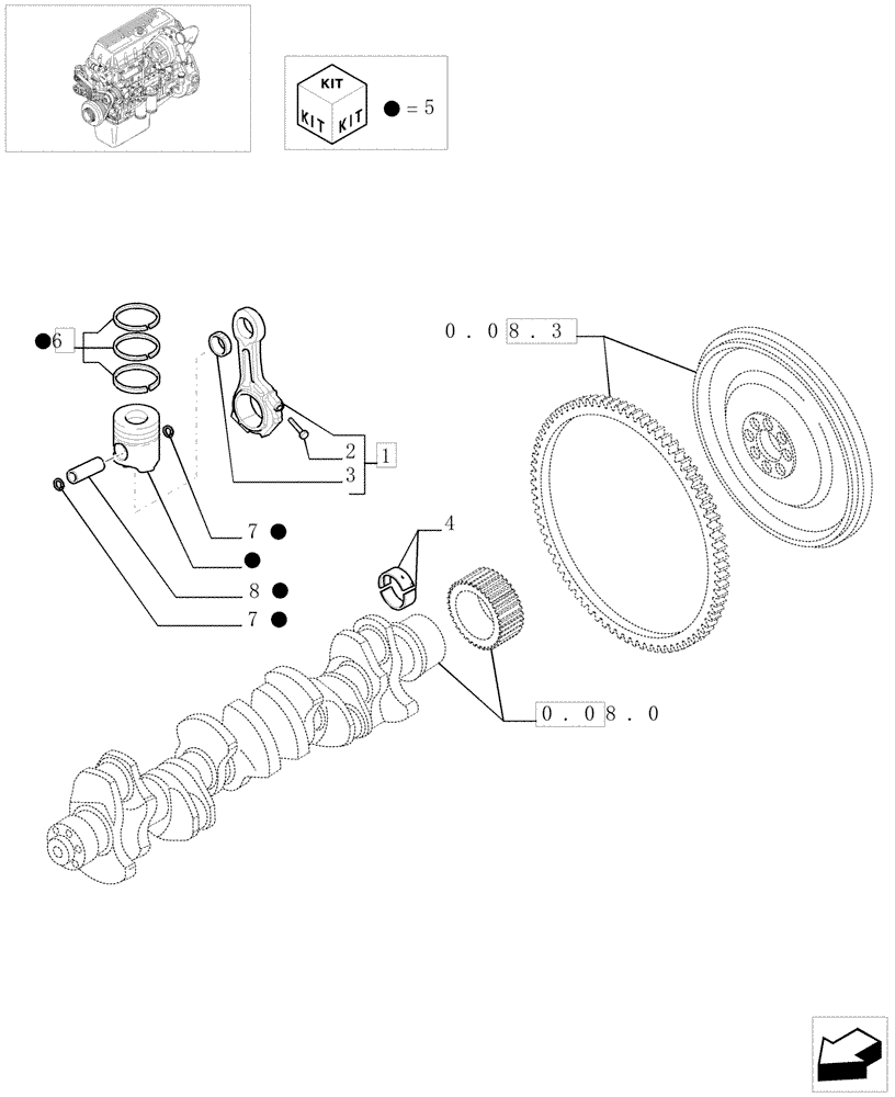 Схема запчастей Case IH F3AE0684E B002 - (0.08.65[01]) - CONNECTING ROD (500381336) 