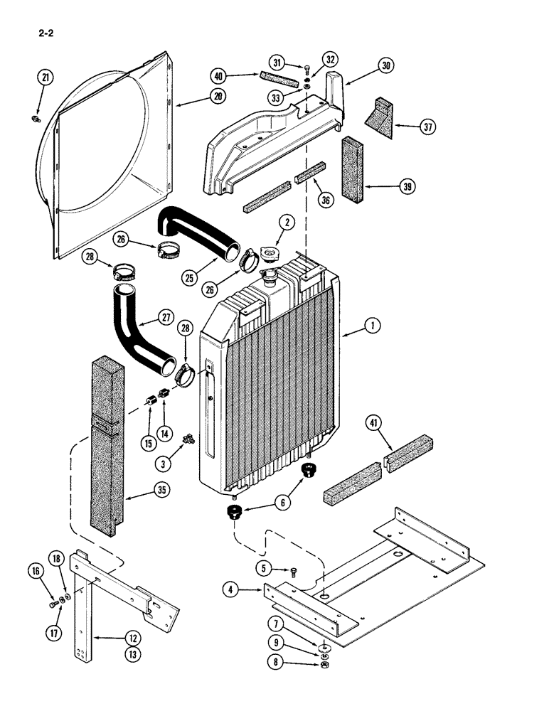 Схема запчастей Case IH 2094 - (2-02) - RADIATOR AND ATTACHING PARTS, 504BD DIESEL ENGINE (02) - ENGINE