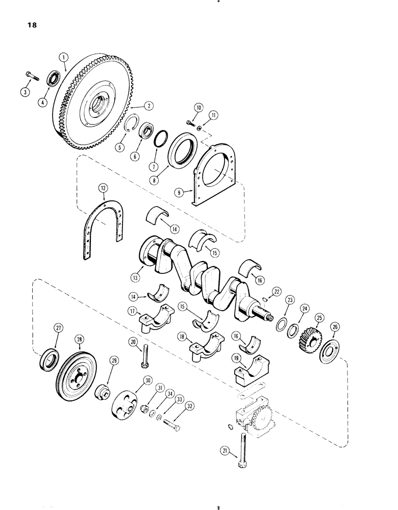 Схема запчастей Case IH 570 - (018) - CAMSHAFT AND FLYWHEEL, 470 (148B) SPARK IGNITION ENGINE (02) - ENGINE