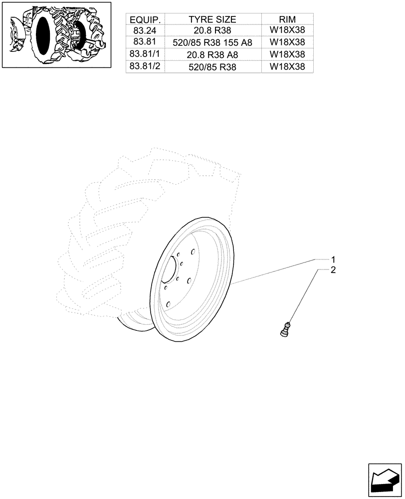 Схема запчастей Case IH PUMA 195 - (83.00[03]) - DRIVE WHEELS (11) - WHEELS/TRACKS