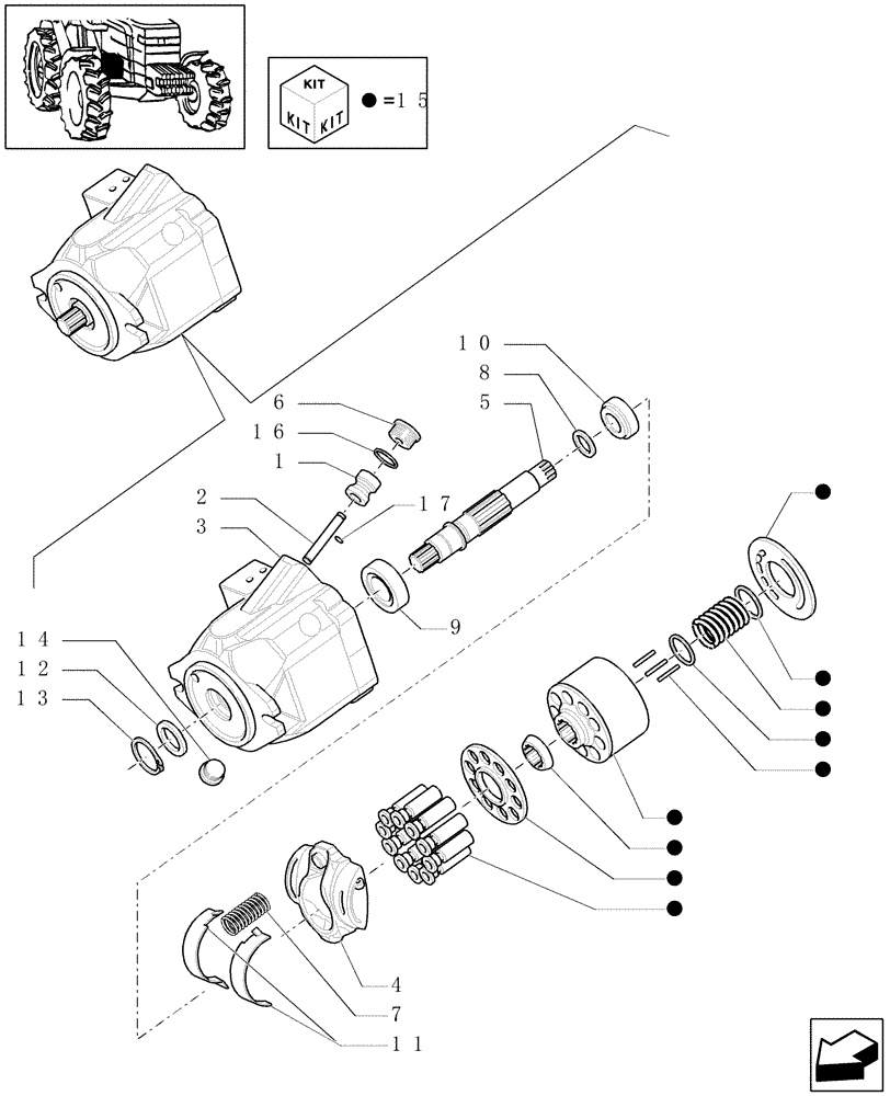 Схема запчастей Case IH PUMA 165 - (1.32.8/ A) - HYDRAULIC PUMP - BREAKDOWN - PUMP HOUSING (03) - TRANSMISSION