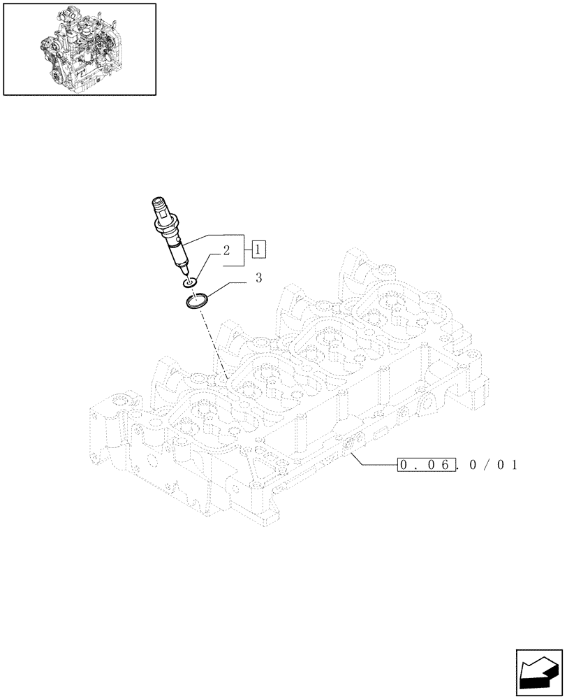 Схема запчастей Case IH MAXXUM 110 - (0.14.0/01[02]) - INJECTION EQUIPMENT - INJECTOR (STD + VAR.330003-332115-332116) (01) - ENGINE