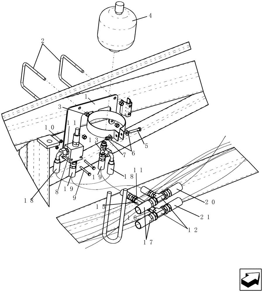 Схема запчастей Case IH ATX700 - (02.001.1) - HYDRAULIC SYSTEM ACCUMULATOR INSTALLATION (07) - HYDRAULICS