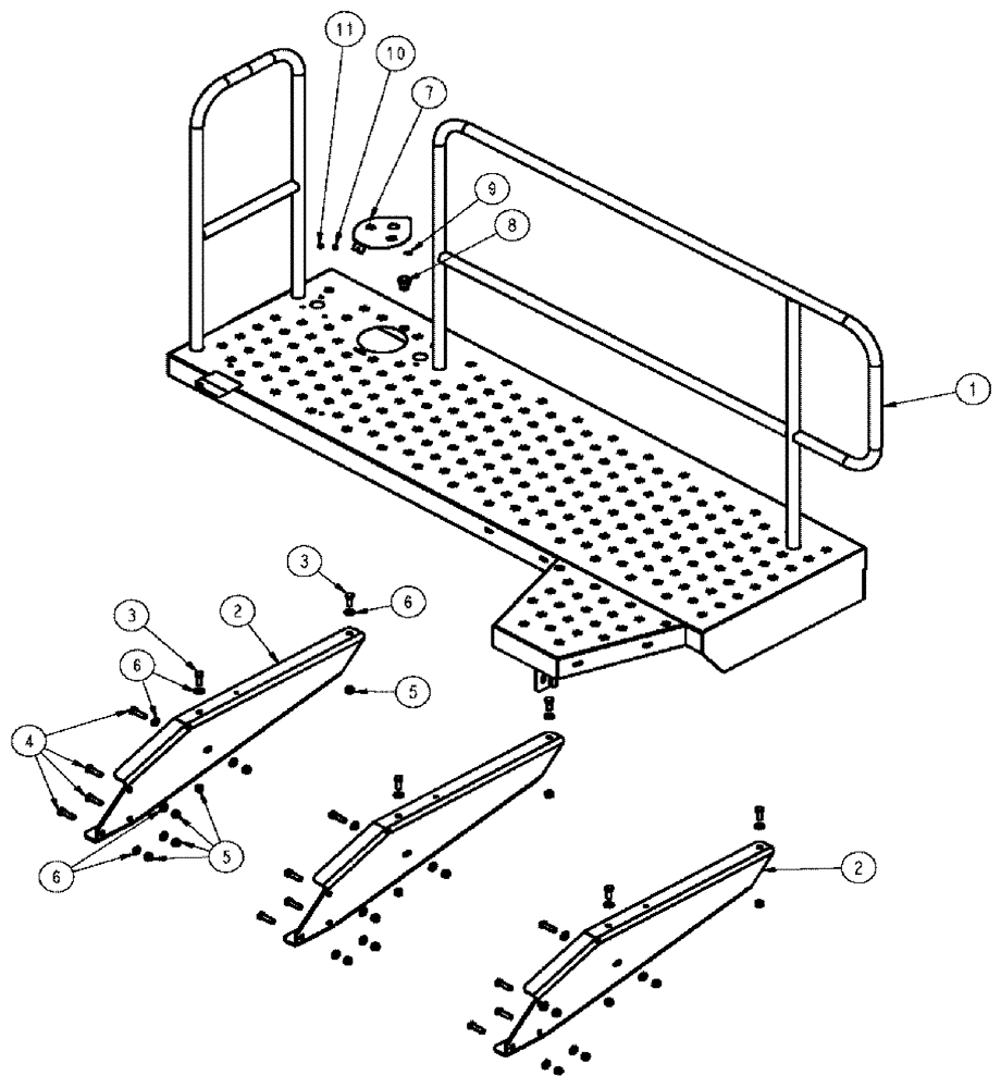 Схема запчастей Case IH 610 - (03-038) - WALKWAY GROUP, SKID , "BEFORE SERIAL # 20114" (09) - BOOMS