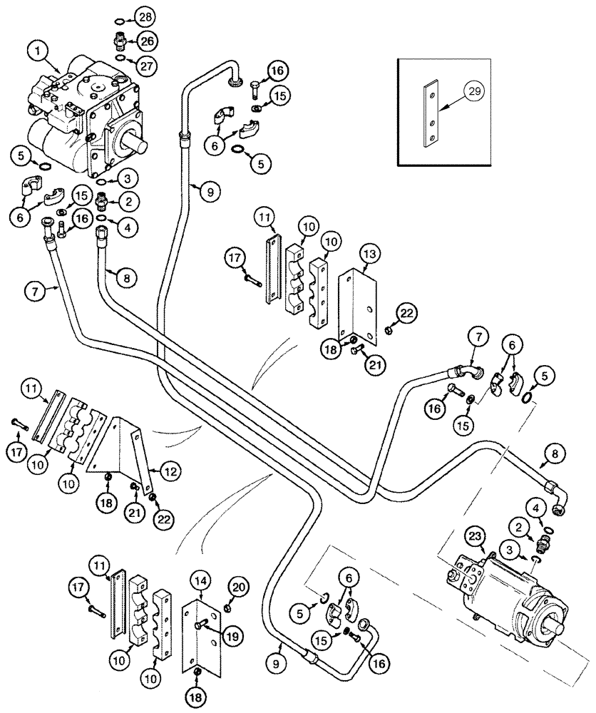 Схема запчастей Case IH 2366 - (06-03) - HYDROSTATICS - PUMP AND SINGLE SPEED MOTOR - CORN AND GRAIN COMBINE (03) - POWER TRAIN