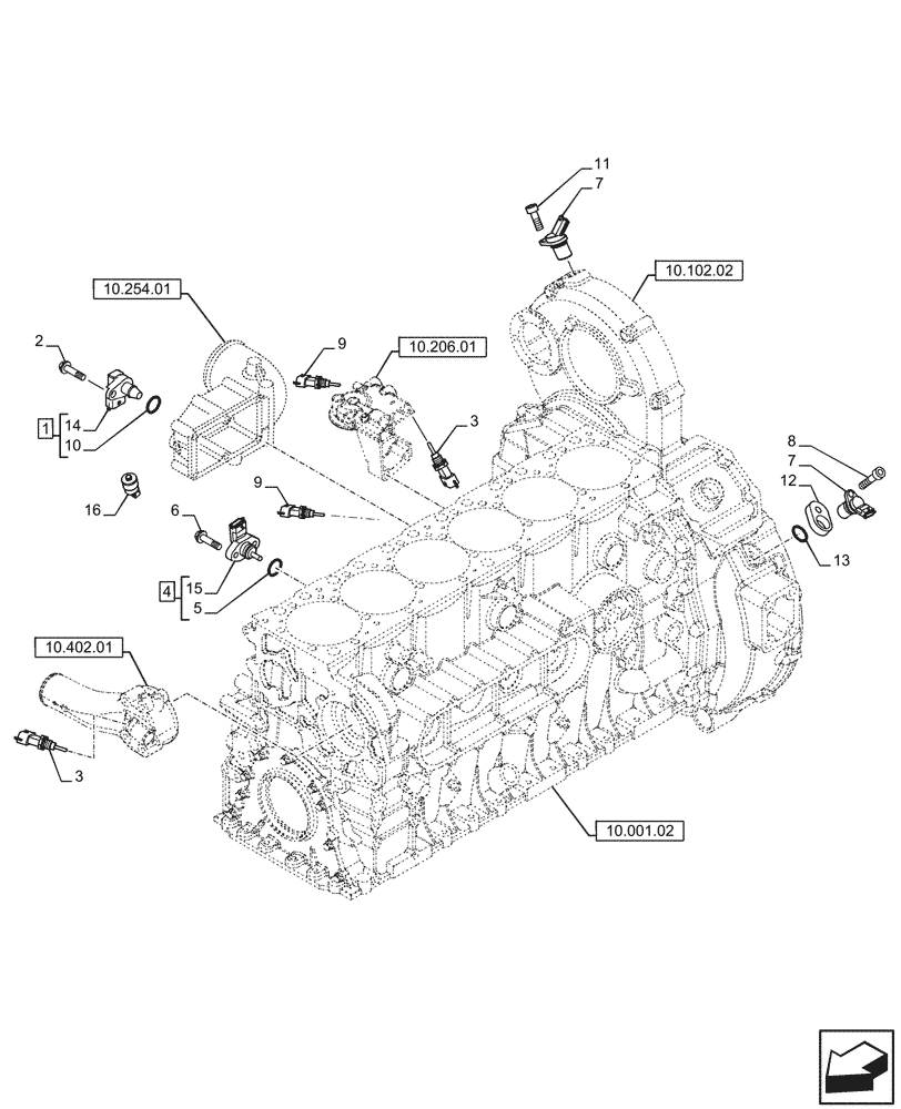 Схема запчастей Case IH F3AFE613A A005 - (55.414.01) - MOTOR SENSORS (504138293) (55) - ELECTRICAL SYSTEMS