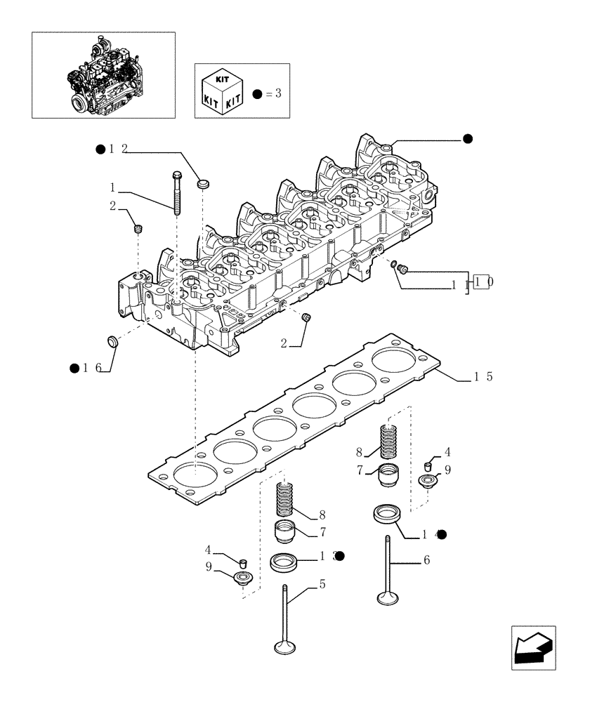 Схема запчастей Case IH MAXXUM 115 - (0.06.0/02) - CYLINDER HEAD (STD + VAR.330003-332115-332116) (01) - ENGINE