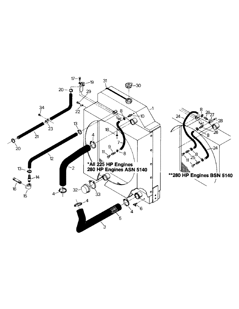 Схема запчастей Case IH STEIGER - (04-14) - RADIATOR AND HOSES, CUMMINS L10 ENGINE (04) - Drive Train