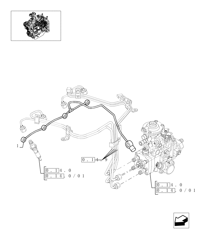 Схема запчастей Case IH JX1095C - (0.20.4) - INJECTION EQUIPMENT - PIPING (01) - ENGINE