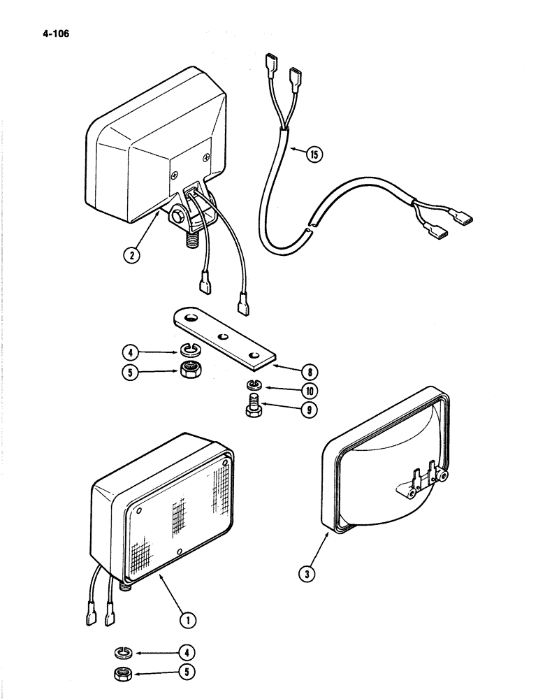 Схема запчастей Case IH 4894 - (4-106) - FLOOD LAMP (04) - ELECTRICAL SYSTEMS