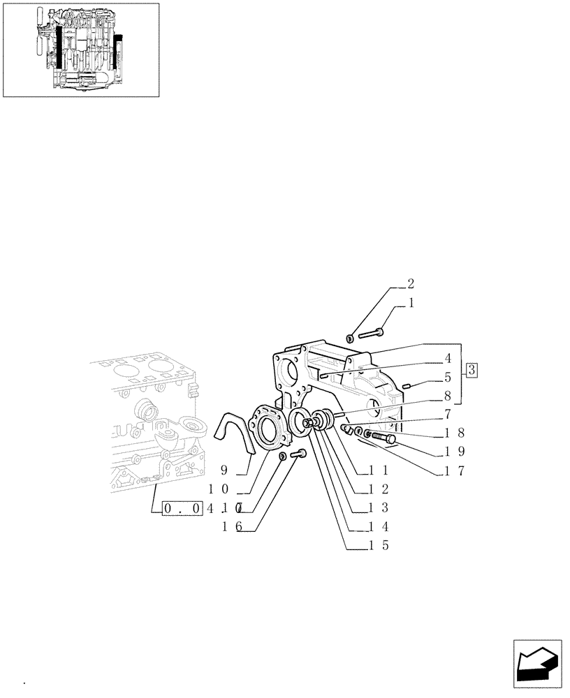 Схема запчастей Case IH JX95 - (0.04.3/01[02]) - COVERS & GASKETS, REAR (BEFORE S/N 13286) (01) - ENGINE