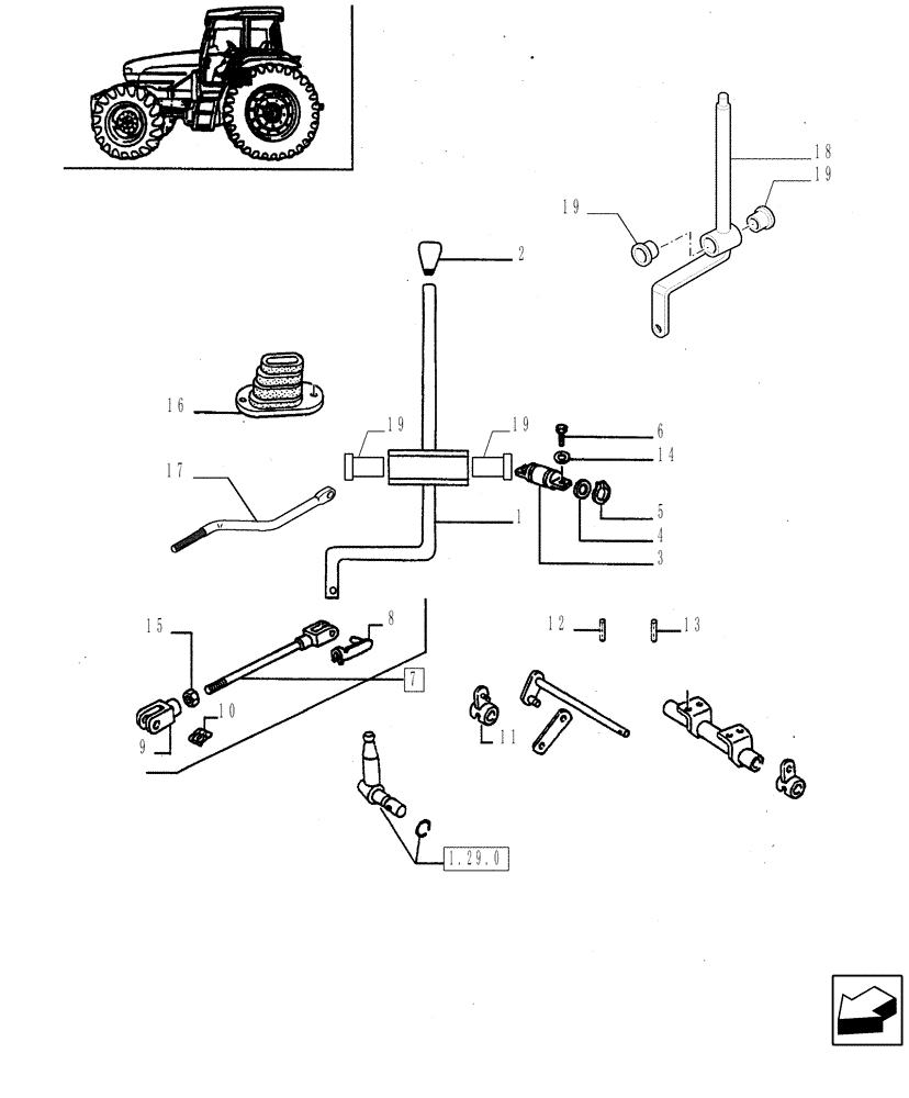 Схема запчастей Case IH JX55 - (1.34.2) - REVERSE CONTROL (04) - FRONT AXLE & STEERING