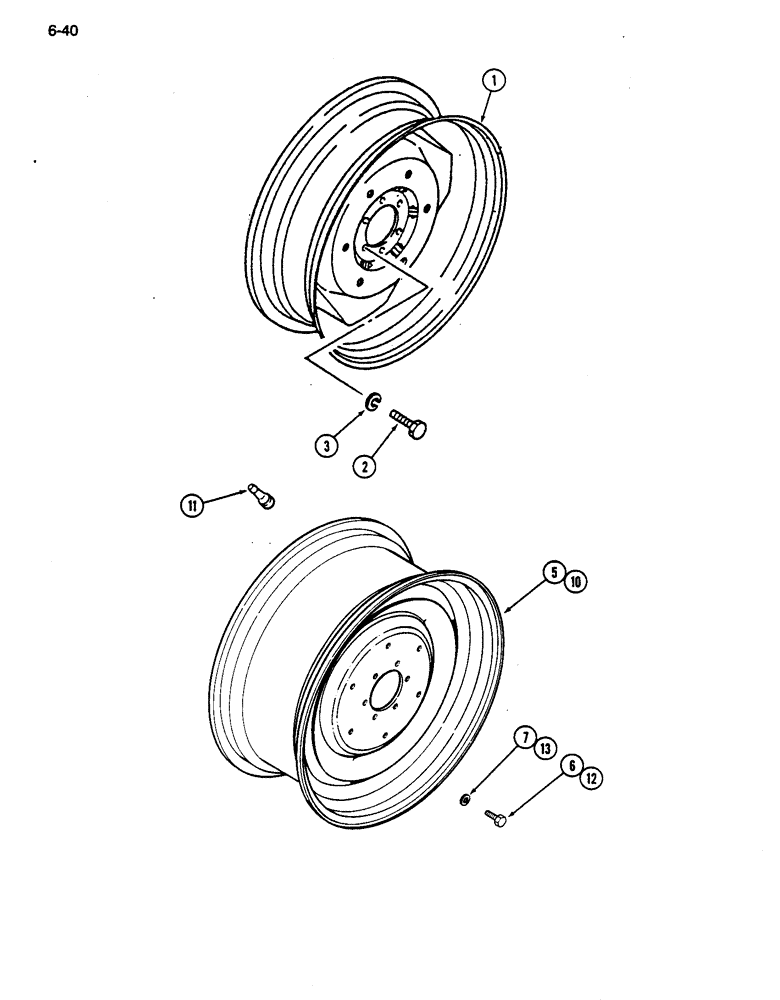 Схема запчастей Case IH 255 - (6-40) - REAR WHEELS, ONE PIECE (06) - POWER TRAIN