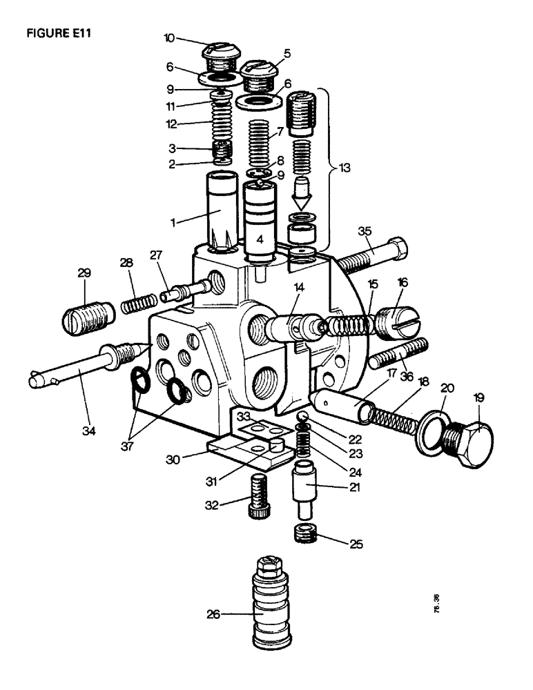 Схема запчастей Case IH 1410 - (E11-1) - SELECTAMATIC HYDRAULIC SYSTEM, CONTROL VALVE, 1410, 1410Q, 1410SK, 1412, 1412Q, 1412G, 1412SK (07) - HYDRAULIC SYSTEM