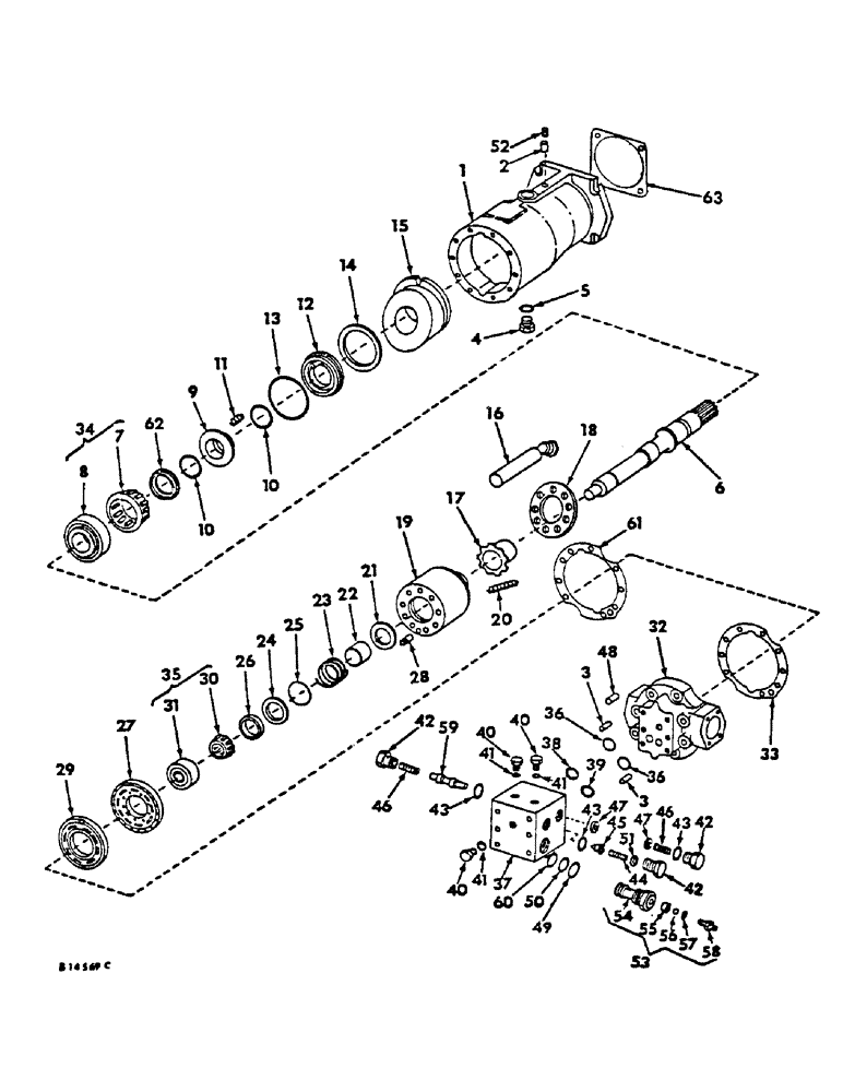 Схема запчастей Case IH 615 - (10-16) - HYDRAULICS, HYDROSTATIC MOTOR, SERIAL NUMBER 12000 AND BELOW (07) - HYDRAULICS