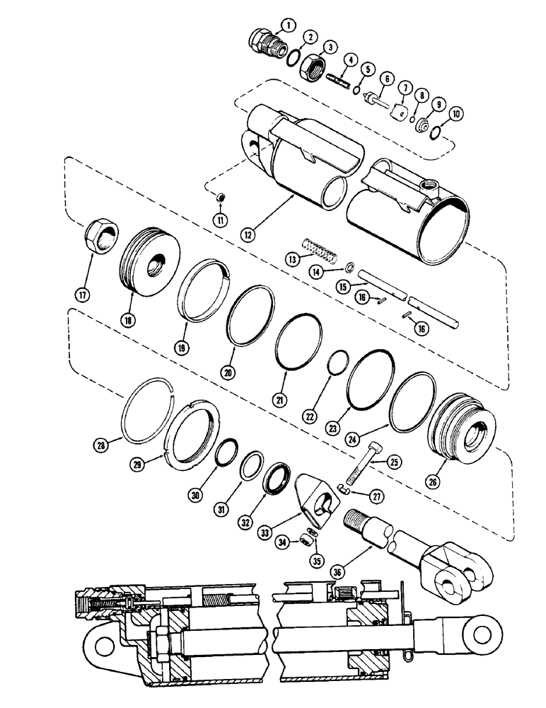 Схема запчастей Case IH WWC37-SERIES - (20) - T52237 CYLINDER, 4-1/4 INCHES X 8 INCHES 