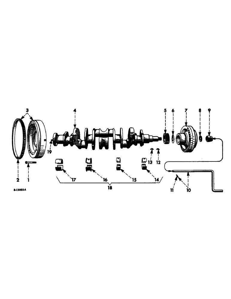 Схема запчастей Case IH 660 - (035) - DIESEL ENGINE, CRANKSHAFT, FLYWHEEL AND BEARINGS (01) - ENGINE