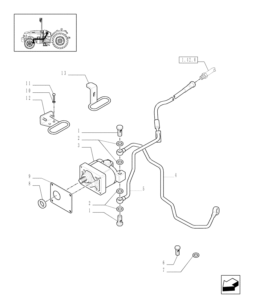 Схема запчастей Case IH JX1075N - (1.42.0/02) - (VAR.297) HI-LO NA SERVO-ASSISTED STEERING HYDRAULIC SYSTEM, OIL PUMP AND PIPES (04) - FRONT AXLE & STEERING