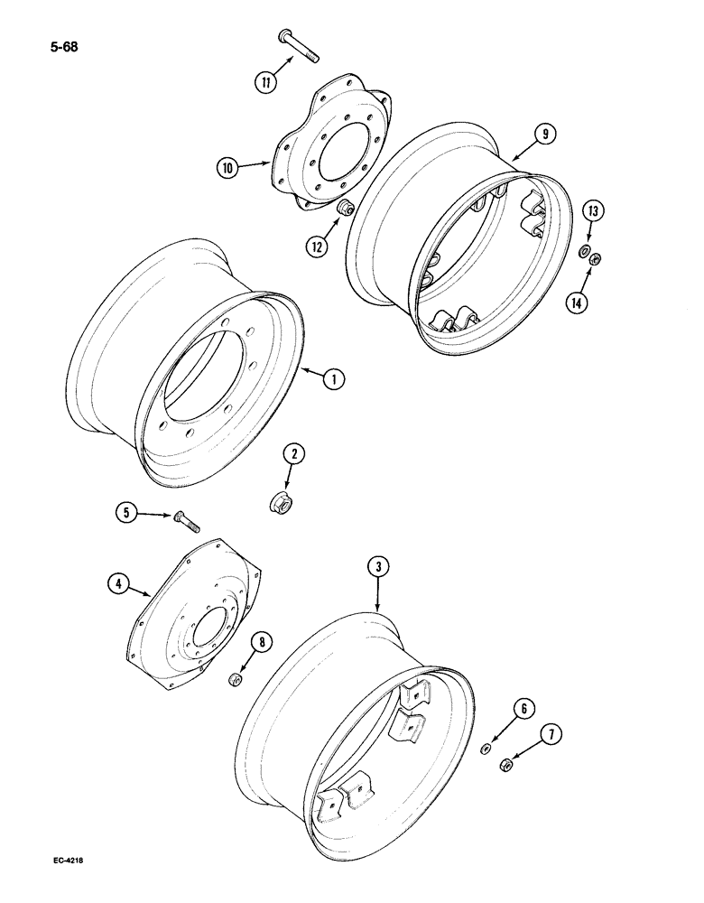 Схема запчастей Case IH 495 - (5-068) - FRONT WHEELS, MFD TRACTOR (05) - STEERING