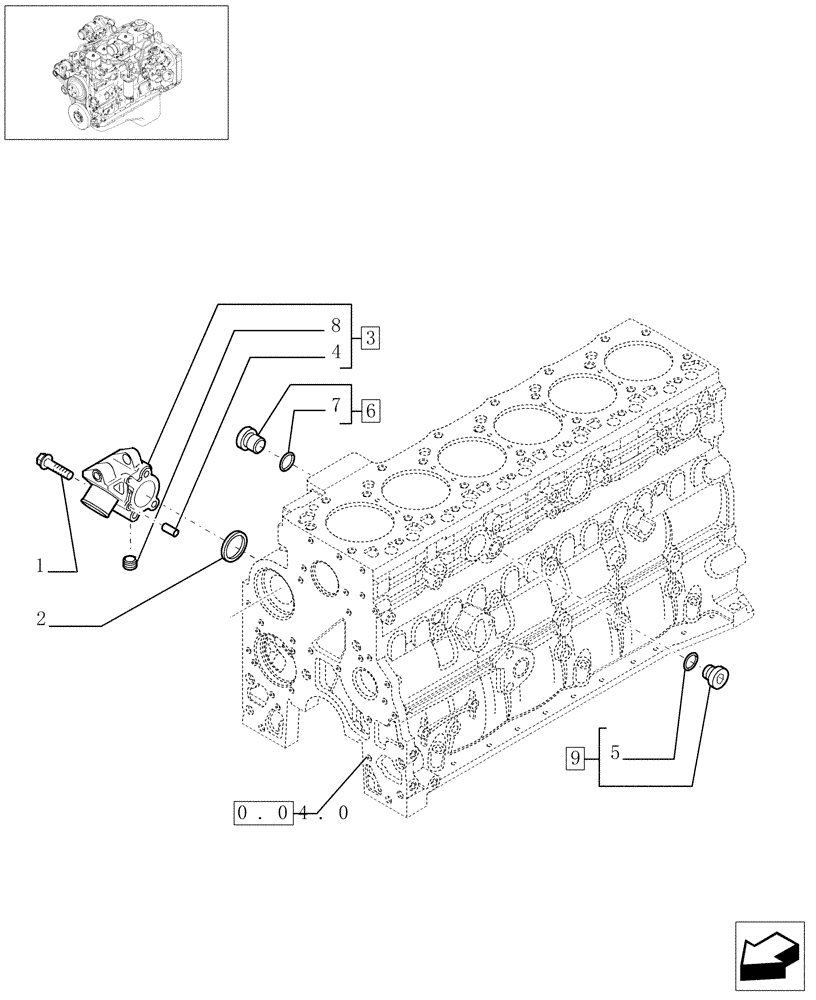 Схема запчастей Case IH PX170 - (0.32.3[01]) - PIPING - ENGINE COOLING SYSTEM (504064335-504038202-504038362) (02) - ENGINE