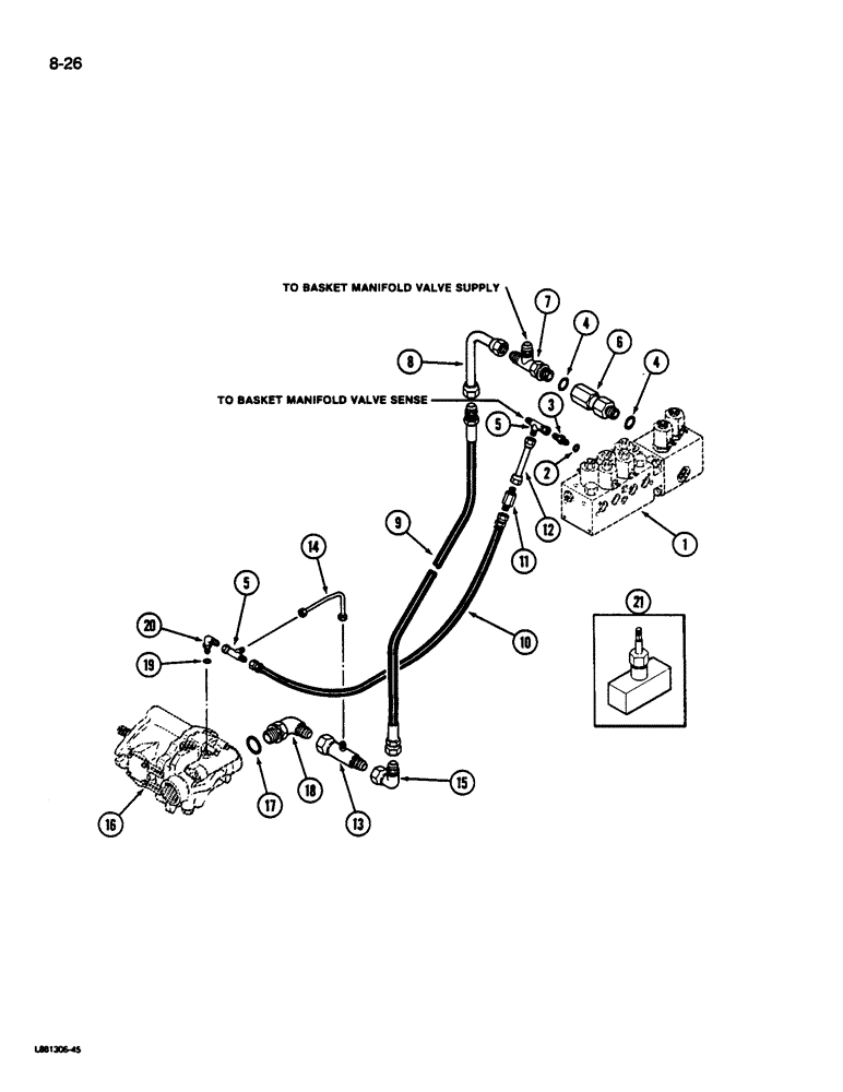 Схема запчастей Case IH 1844 - (8-26) - MANIFOLD VALVE SUPPLY AND PRESSURE COMPENSATOR SYSTEM (07) - HYDRAULICS