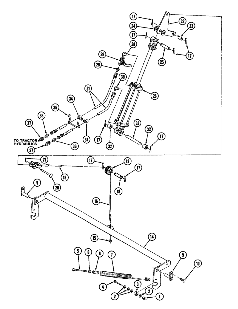 Схема запчастей Case IH 3440 - (14) - TAILGATE HYDRAULICS AND LATCH 