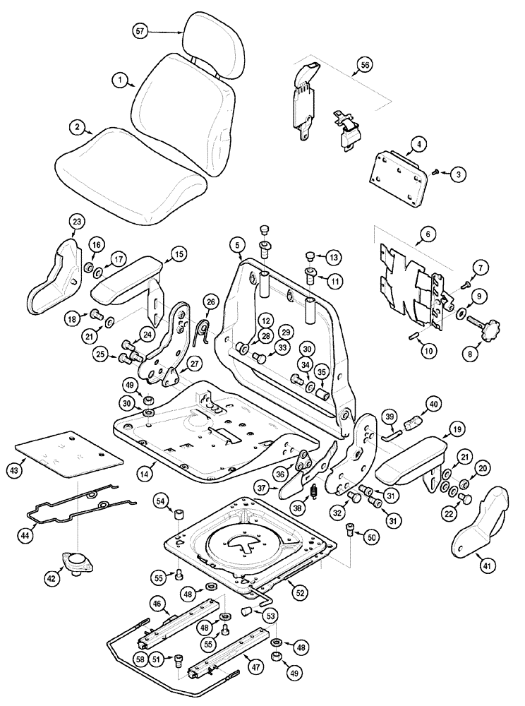 Схема запчастей Case IH MX100 - (09-49) - SWIVEL SEAT CLOTH (09) - CHASSIS/ATTACHMENTS