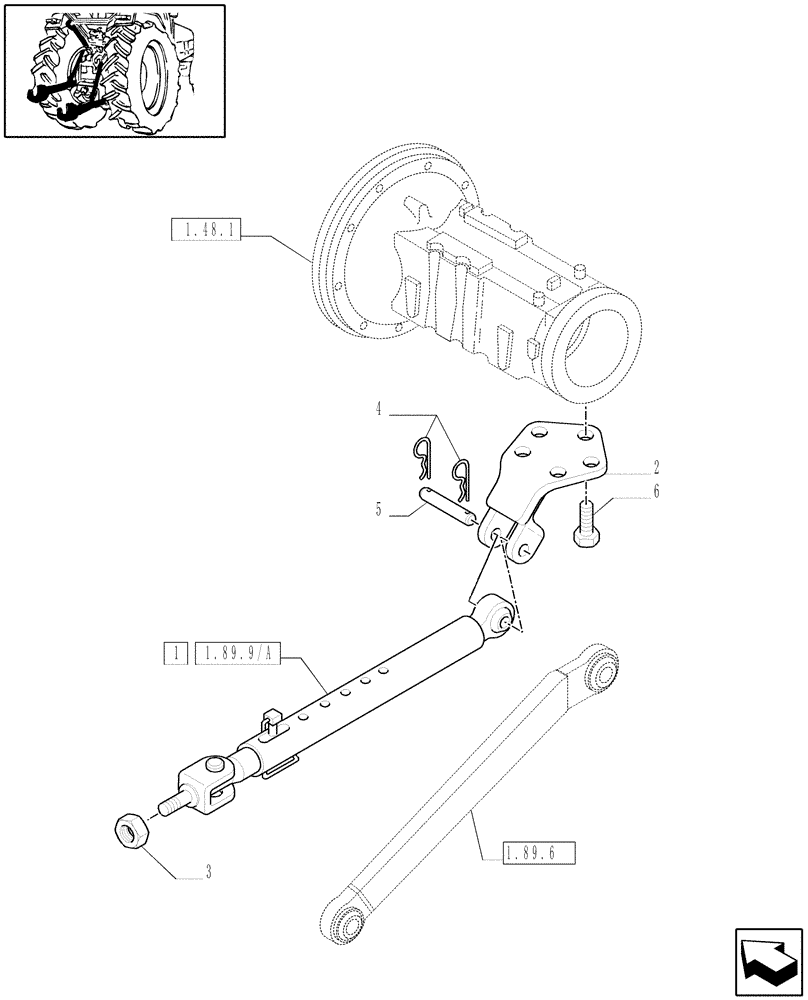 Схема запчастей Case IH JX1060C - (1.89.9) - LATERAL STABILIZERS (09) - IMPLEMENT LIFT