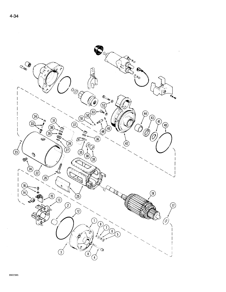 Схема запчастей Case IH 9210 - (4-034) - STARTER ASSEMBLY (04) - ELECTRICAL SYSTEMS