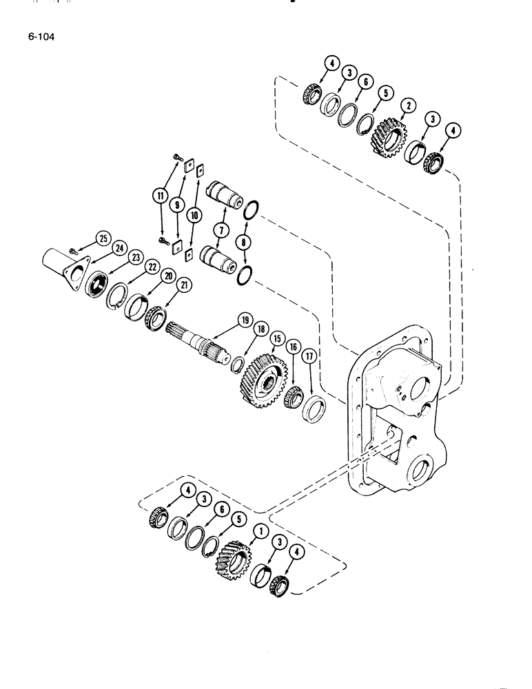 Схема запчастей Case IH 2594 - (6-104) - PTO IDLERS AND OUTPUT SHAFT (06) - POWER TRAIN