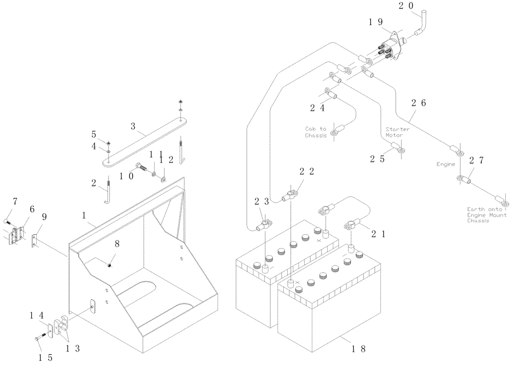 Схема запчастей Case IH A7700 - (A13.03[01]) - Battery and Cables {CASE IH 10.3L} (06) - ELECTRICAL