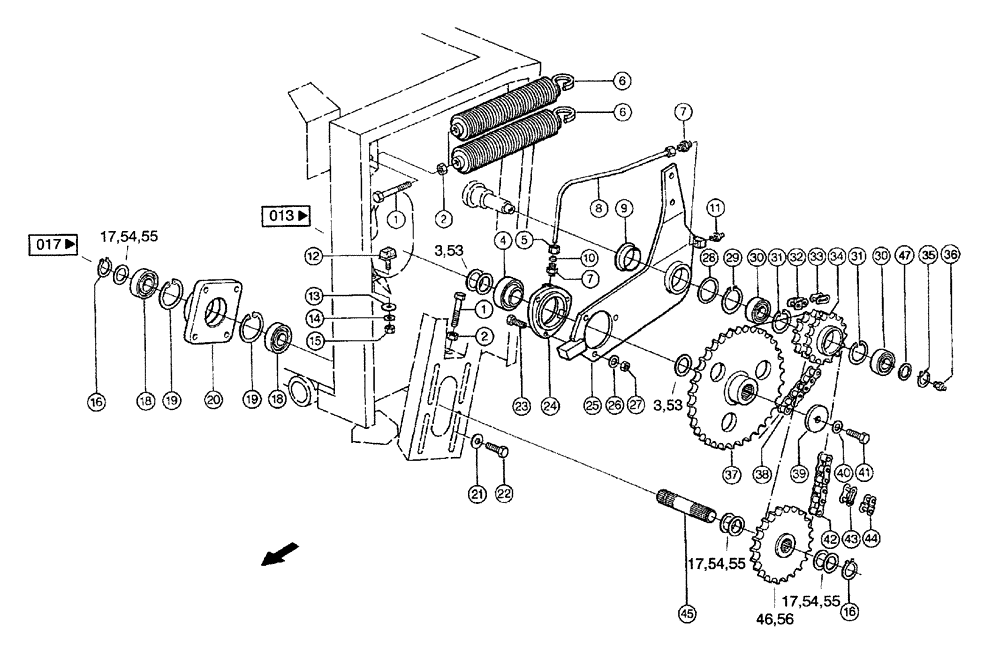 Схема запчастей Case IH 683 - (0012) - DRIVE, FEEDER AUGER (MG6F) (58) - ATTACHMENTS/HEADERS