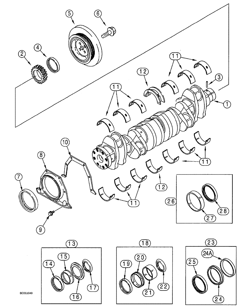 Схема запчастей Case IH SPX3200 - (03-040) - CRANKSHAFT (10) - ENGINE