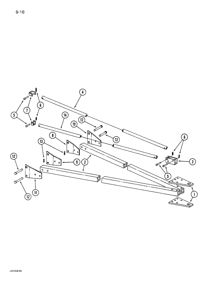 Схема запчастей Case IH 6300 - (9-016) - FRONT HITCH TWO DRILL (09) - CHASSIS/ATTACHMENTS