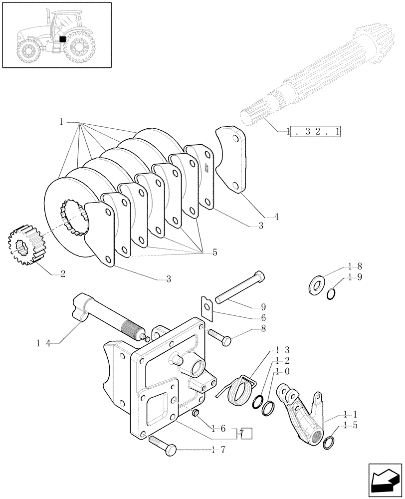 Схема запчастей Case IH PUMA 195 - (1.65.5/01[01]) - (VAR.127) SHUTTLE LEVER OPERATED TRASMISSION LOCK (05) - REAR AXLE