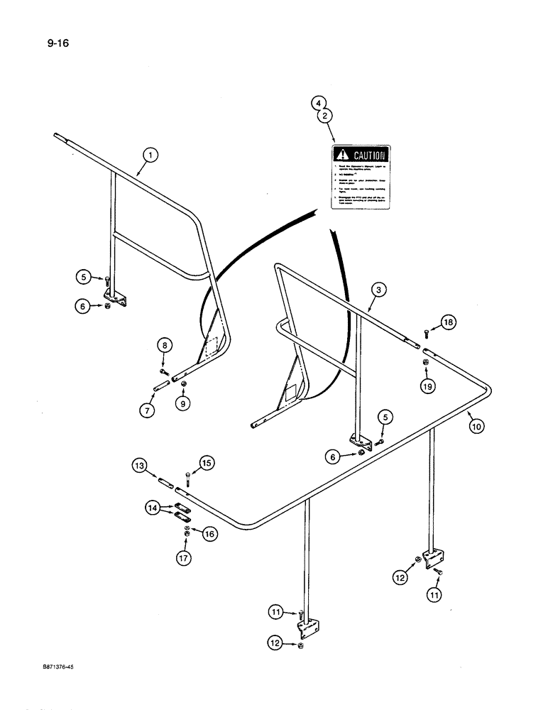 Схема запчастей Case IH 8600 - (9-016) - HOPPER GUARD RAILS, UNITS WITH SIDE GUARD RAILS (09) - CHASSIS/ATTACHMENTS