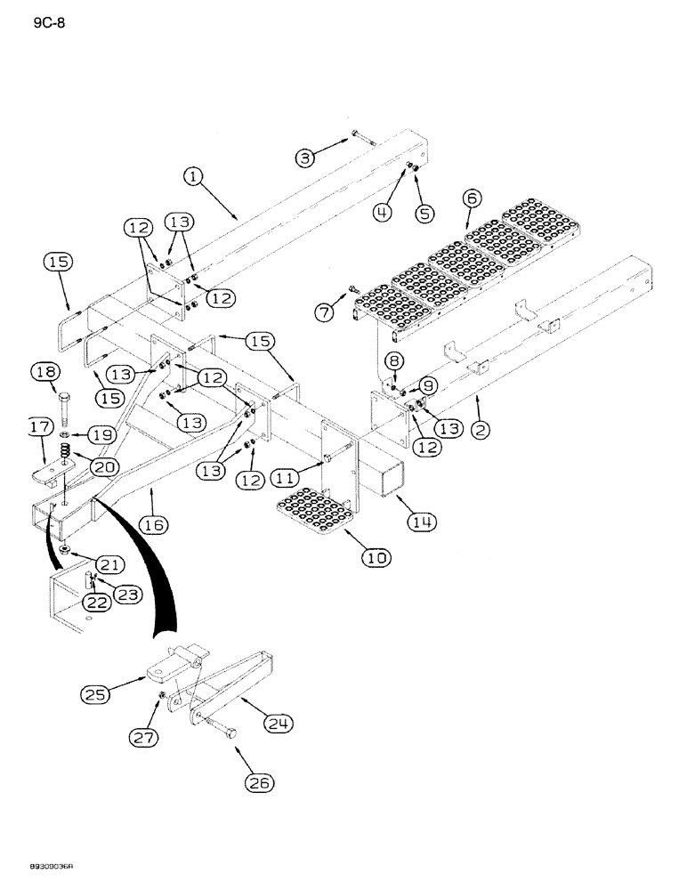 Схема запчастей Case IH 950 - (9C-08) - REAR TRAILING TANK HITCH, 24 ROW NARROW, FRONT FOLD (09) - CHASSIS/ATTACHMENTS