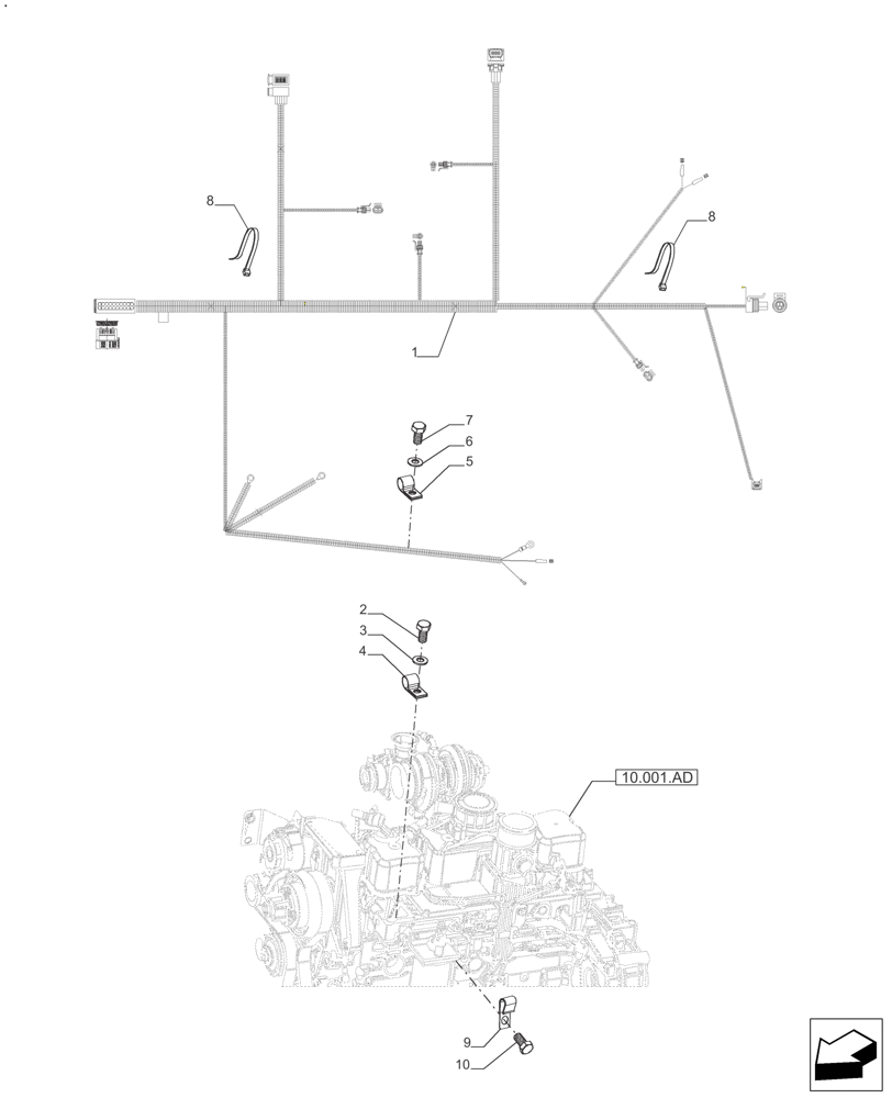 Схема запчастей Case IH FARMALL 140A - (55.015.AB[03]) - ELECTRICAL WIRING HARNESS, MAIN FRONT- ROPS & CAB 6 CYL. (55) - ELECTRICAL SYSTEMS