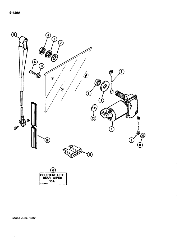 Схема запчастей Case IH 4490 - (9-429A) - REAR WINDOW WIPER (09) - CHASSIS/ATTACHMENTS