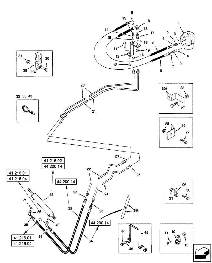 Схема запчастей Case IH 2577 - (41.204.02) - HYDRAULICS - STEERING PUMP TO CYLINDER (41) - STEERING