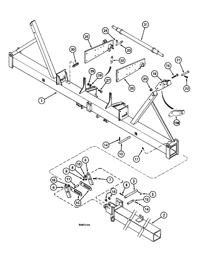 Схема запчастей Case IH 900 - (9-010) - MAIN FRAME AND WING FRAMES, CYCLO AIR VERTICAL FOLDING, 8 ROW WIDE (09) - CHASSIS/ATTACHMENTS