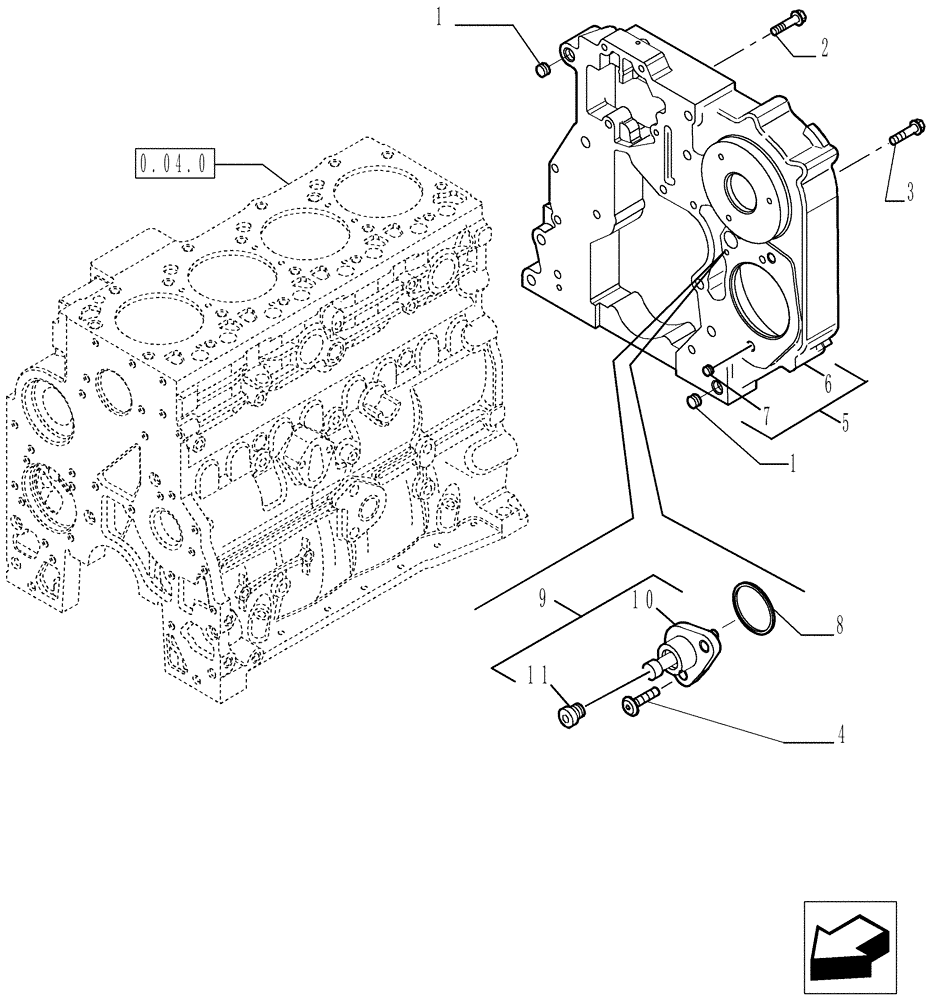 Схема запчастей Case IH P70 - (0.04.3[01]) - CRANKCASE COVERS (02) - ENGINE