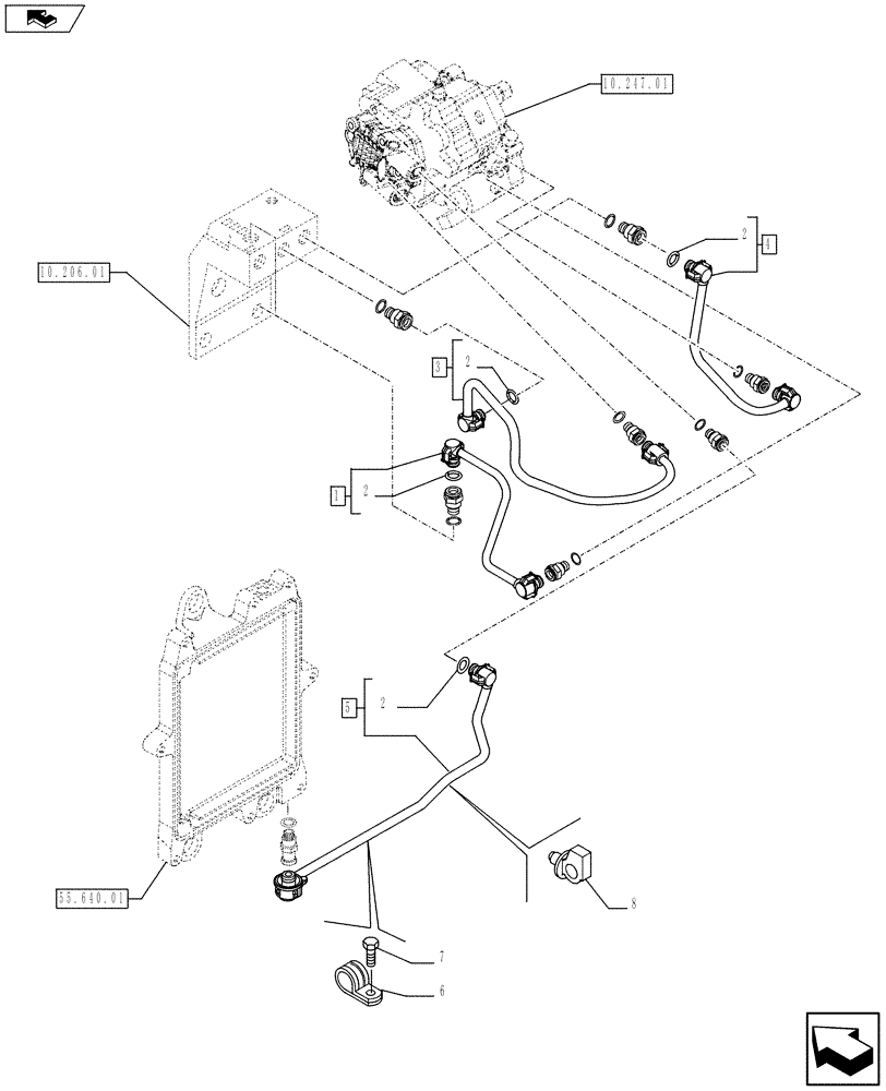 Схема запчастей Case IH F4HFE613U A005 - (10.218.01) - PIPING - FUEL (504087128 - 504092327) (10) - ENGINE