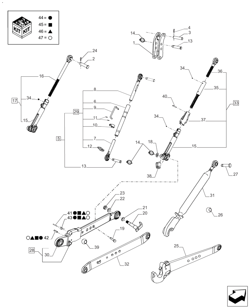 Схема запчастей Case IH FARMALL 125A - (37.120.AX) - HYDRAULIC LIFT LINKAGE (37) - HITCHES, DRAWBARS & IMPLEMENT COUPLINGS