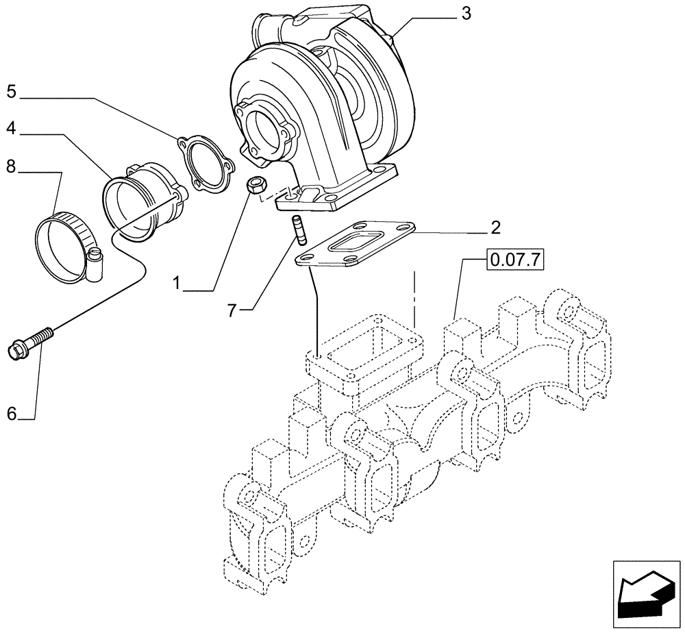 Схема запчастей Case IH P110 - (0.24.0[01]) - TURBOCHARGER (02) - ENGINE