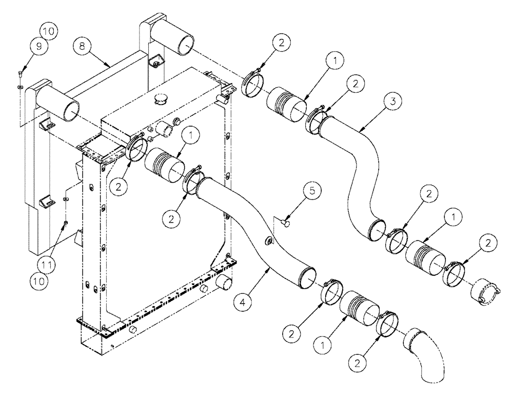 Схема запчастей Case IH FLX3300B - (02-047) - CHARGE AIR COOLER TUBE GROUP (FLX3300B CASE ENGINE) (01) - ENGINE