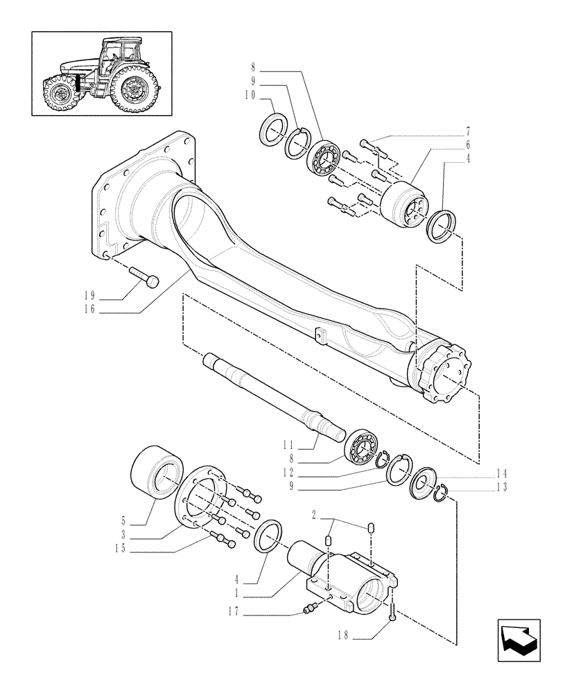 Схема запчастей Case IH MXU110 - (1.21.3/01[01]) - (VAR.309/1) 4WD FRONT AXLE WITH TERRALOCK, BRAKES - SUSPENSION ARM (03) - TRANSMISSION